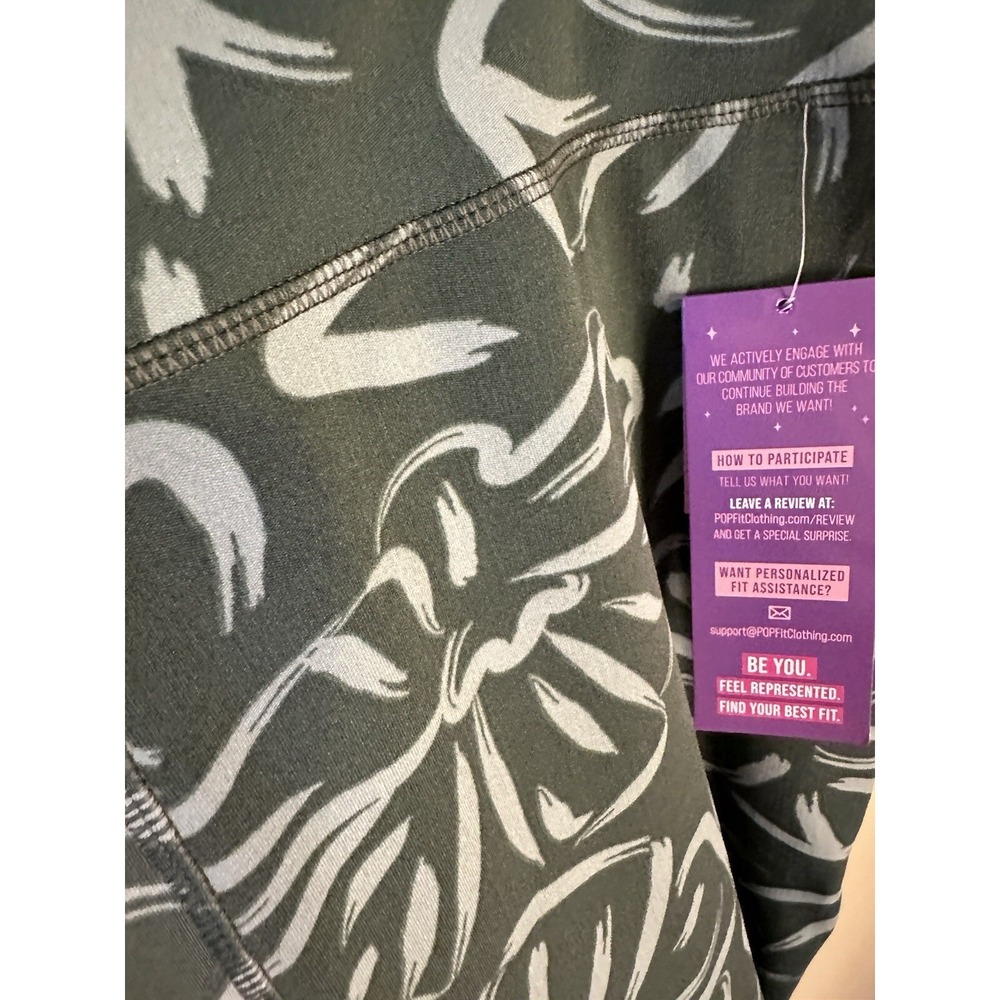 Pop‎ Fit Women's Green Floral Stretch Leggings Pants With Side Pocket 4XL Yoga - Picture 2 of 8